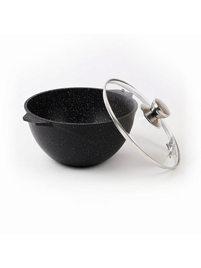Казан алюминий, антипригарное покрытие, 5 л, Гранит black, с крышкой, черный, Мечта, 55802