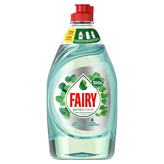 Средство для мытья посуды Fairy, Pure & Clean Мята и Эвкалипт, 450 мл