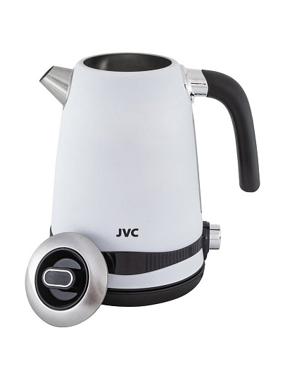 Чайник электрический JVC, JK-KE1730 white, 1.7 л, 2200 Вт, скрытый нагревательный элемент, нержавеющая сталь