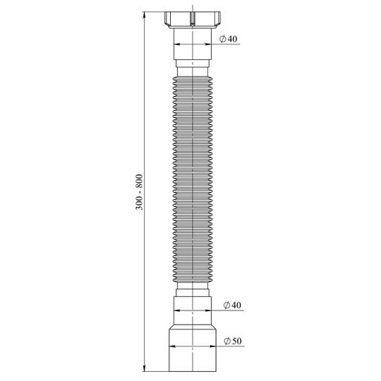 Гофра для сифона 800 мм, с гайкой, РМС, РМС ГОГ-0,8