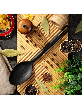 Ложка поварская универсальная, нейлон, навеска, черная, Daniks, Turin, YW-KT309-2