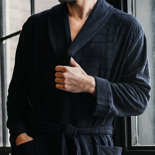 Халат мужской, бамбук, синий, XXXXL, 56, Alan, 487