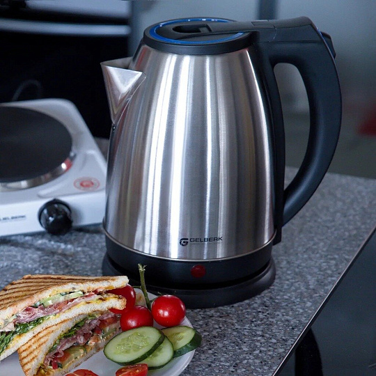 Чайник электрический Gelberk, GL-300, 1.8 л, 1500 Вт, скрытый нагревательный элемент, нержавеющая сталь