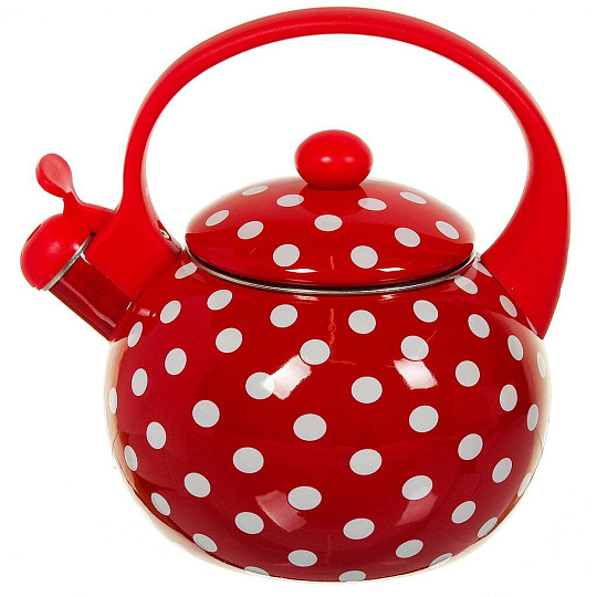 Чайник сталь, эмалированное покрытие, 2.2 л, со свистком, ручка пластиковая, Aurora, Горох, 1905