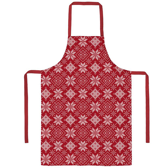 Фартук 60х70 см, 100% хлопок, рогожка, без кармана, Winterland, Снежный калейдоскоп красный, красный, 670935
