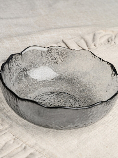 Салатник стекло, круглый, 18.5х6.5 см, 0.78 л, Графит, Декостек, 5818/1-Н7