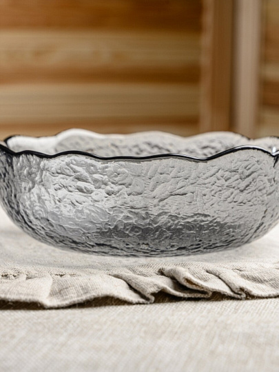 Салатник стекло, круглый, 21х7 см, 0.935 л, Графит, Декостек, 5819/1-Н7