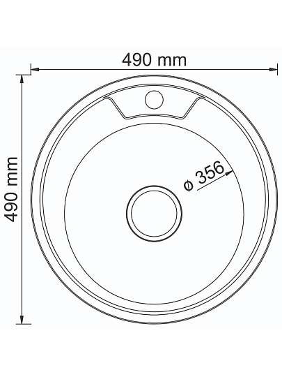 Мойка кухонная врезная, Mixline, нержавеющая сталь, 490 мм, 0.8 мм