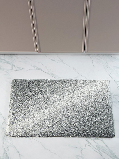 Коврик для ванной, 0.5х0.8 м, микрофибра, серо-графитовые полосы, Silvano, Лиона, полосы