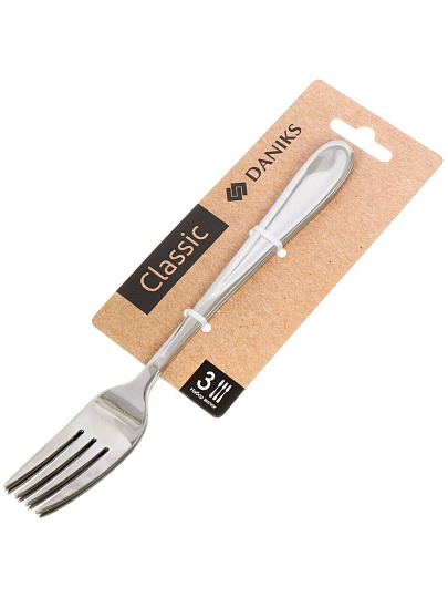 Вилка нержавеющая сталь, 3 предмета, столовая, Daniks, Classic
