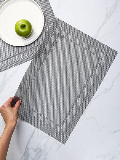 Набор салфеток полимер, 45х30 см, прямоуг, 4 шт, сер, Рамка, Y4-3319