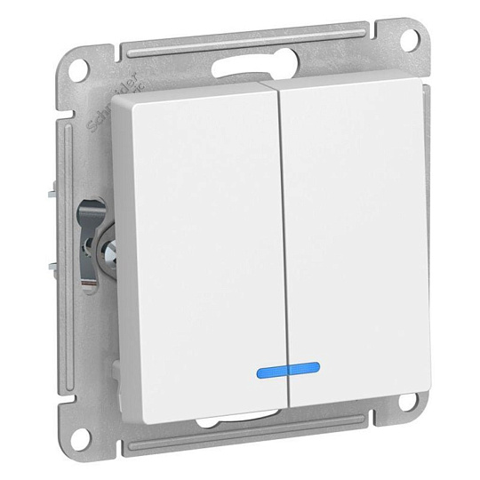 Механизм выключателя 2-кл. СП AtlasDesign 10А IP20 (сх. 5а) 10AX с подсветкой бел. SchE ATN000153