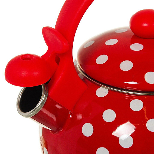 Чайник сталь, эмалированное покрытие, 2.2 л, со свистком, ручка пластиковая, Aurora, Горох, 1905