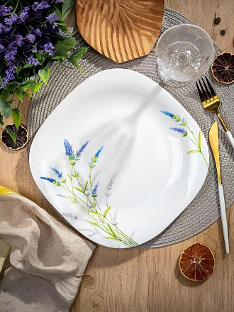 Тарелка обеденная, стеклокерамика, 26 см, квадратная, Манифик, Daniks, FFP-115/ 220302