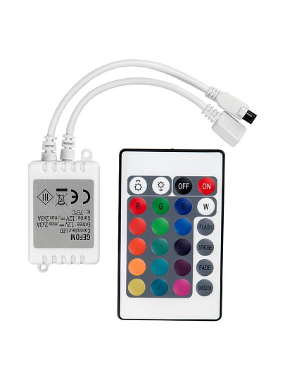 Контроллер IP20, 72 Вт, с ИК-пультом для лент RGB 12В и 24В, 64х34.5х22.5 мм, General Lighting Systems, GDC-RGB-80-I-IP20-12