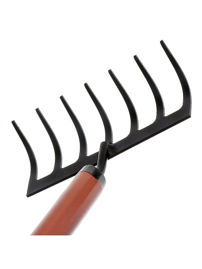 Грабли прямые, 7 зуб, металл, 18 см, Kopper Tools, черенок алюминиевый, ФИ.022.000