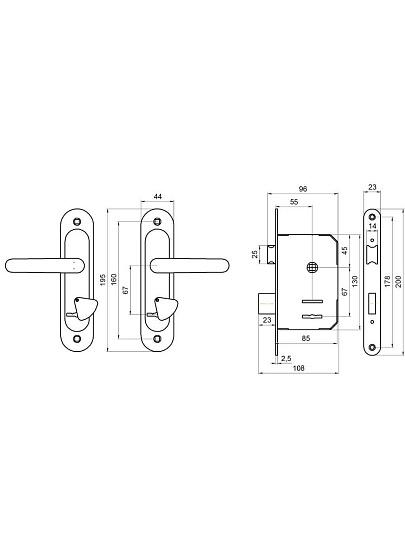 Замок врезной Абсолют, ЗВ9.2-08, БП-00013550, ручка в комплекте, сувальдный, бронза