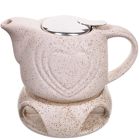Чайник заварочный керамика, 0.7 л, с ситечком, Loraine, 28687-3, бежевый
