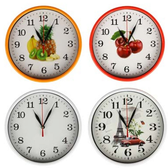 Часы настенные, 20 см, круглые, стекло/пластик, в ассортименте, Ladecor, Chrono, 581-943