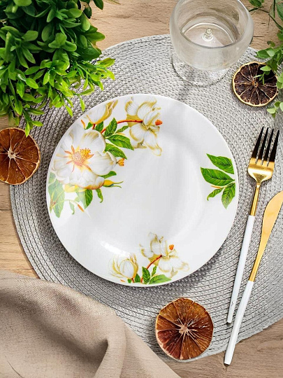 Тарелка десертная, керамика, 20 см, круглая, Шиповник, Daniks, 7435