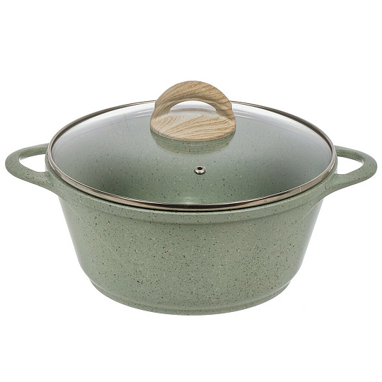 Кастрюля алюминий, антипригарное покрытие, 3 л, с крышкой, крышка стекло, Гурман, Мята, ГМк303МЛ, индукция