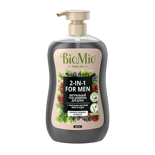 Гель для душа BioMio, Мята и кедр, для мужчин, 650 мл