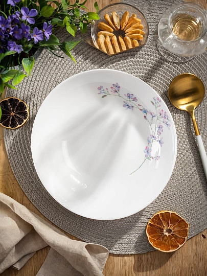 Тарелка суповая, стеклокерамика, 20 см, 700мл, круглая, Флер, Daniks, LPKSP-80/ 220804