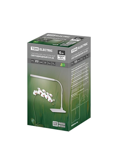 Светильник настольный 6 Вт, черный, TDM Electric, СН-28, SQ0337-0095, 5000К, 220В