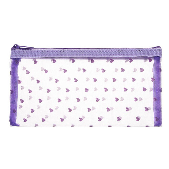 Косметичка 20х10 см, сетка, 100% полиэстер, Юниlook, 327-336, прямоугольная, застежка молния, в ассортименте