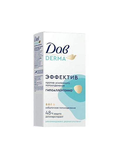 Дезодорант Дав, Derma, BOX P2, женский, эффектив, гипоаллергенный, стик, 40 мл