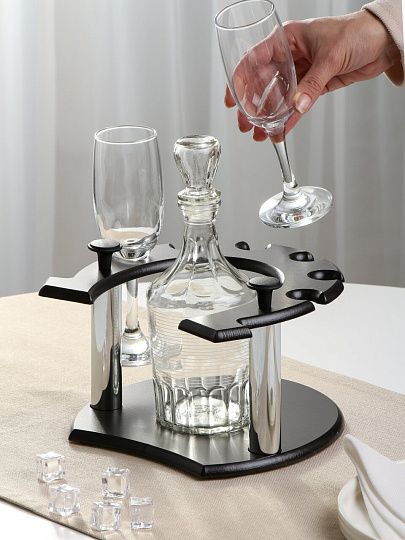 Подставка для рюмок и графина, дерево, фигурная, Glasstar, Подкова, БАР-01-134