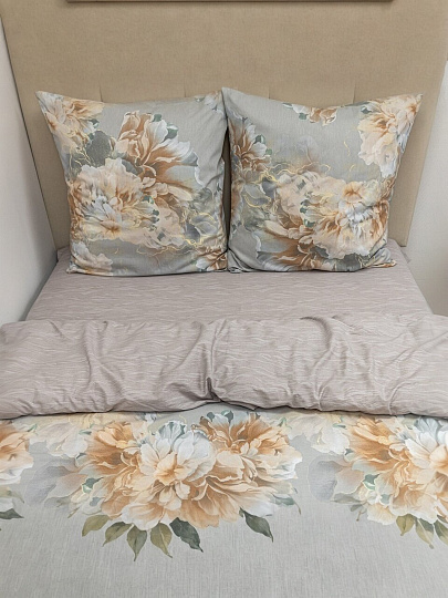 Постельное белье 2-спальное, простыня 215х240 см, 2 наволочки 50х70 см, пододеяльник 175х215 см, Silvano, сатин, Рейси