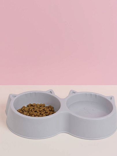 Миска для животных пластик, 400 мл, двойная, Vetta, 27х14.5х5 см, 273-163