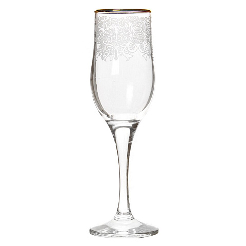 Бокал для шампанского, 200 мл, стекло, 6 шт, Декостек, Боярский, 1712-ГЗ