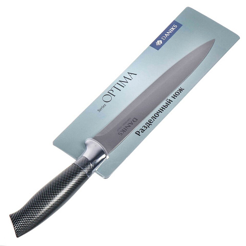 Нож кухонный Daniks, Оптима, разделочный, нержавеющая сталь, 20 см, рукоятка пластик, YW-A639-SL