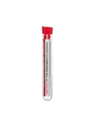 Припой с канифолью Sn40% Pb60%, Rexant, ПОС-40, диаметр 1 мм, колба, 09-3100
