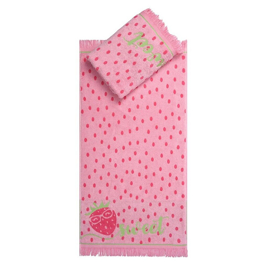 Полотенце банное 50х90 см, 100% хлопок, 460 г/м2, Sweet strawberry 10000, Cleanelly, розовое, Россия
