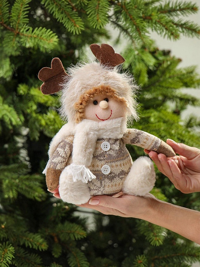 Фигурка декоративная текстиль, Мальчик, 20 см, коричневая, Y4-9439