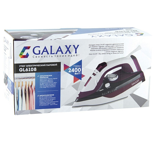 Утюг Galaxy Line, GL 6108, 2400 Вт, керамика, вертикальное отпаривание, 1.95 м