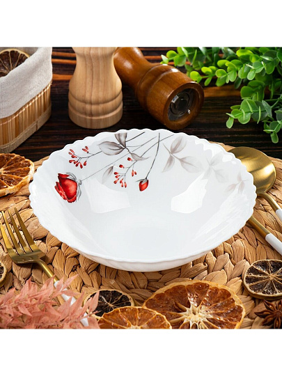 Салатник стеклокерамика, круглый, 19х6 см, 0.7 л, низкий, Вероника, Daniks, LHDW75/220303