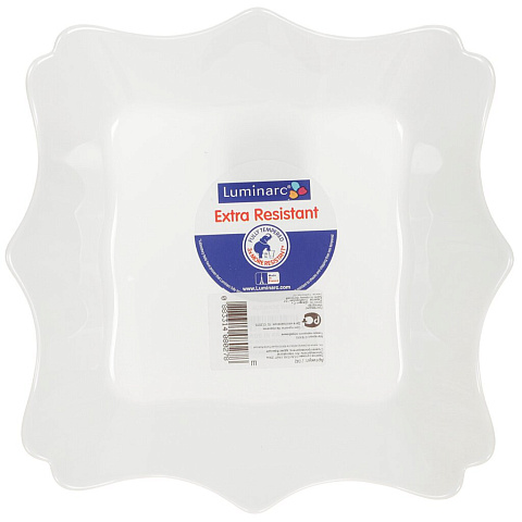Тарелка суповая, стеклокерамика, 20 см, квадратная, Authentic White, Luminarc, J1342