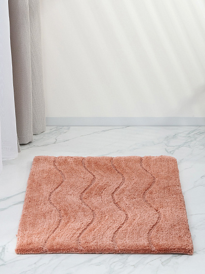 Коврик для ванной, 0.5х0.8 м, микрофибра, волна, персиковый, Silvano, Лиона