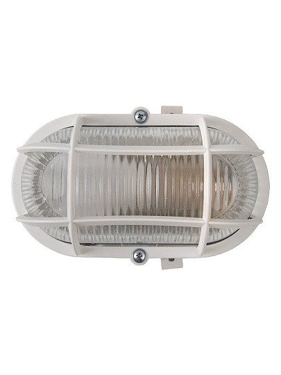 Светильник General Lighting Systems, НБП 02-60-004.03 "ЕВРО", 60 Вт, E27, на 1 лампочку, IP65, 18.6х12.6х11.2 см, с решеткой, белый, 437832