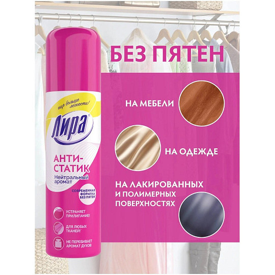 Антистатик 200 мл, нейтральный запах, Лира, 20025