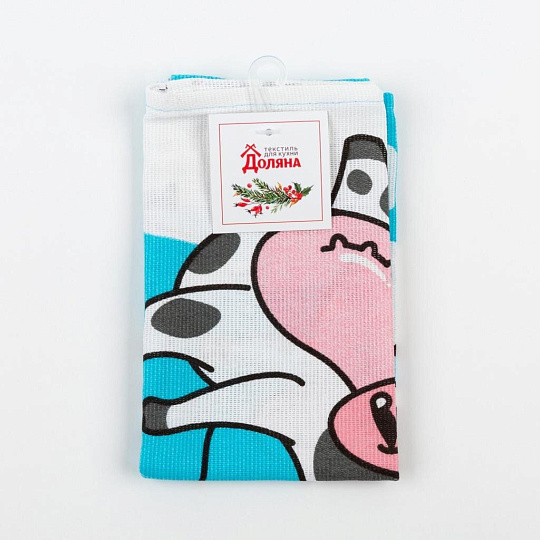 Полотенце кухонное вафельное, 35х60 см, 160 г/м2, 100% хлопок, Доляна, Безудержного веселья, Россия, 5059191