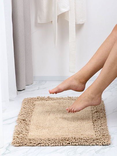 Коврик для ванной, 0.5х0.8 м, хлопок, buble, светло-бежевый, Silvano, Лиона