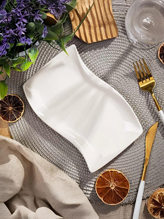 Блюдо керамика, фигурное, 20 см, белое, Грейс, Daniks, Y4-3743