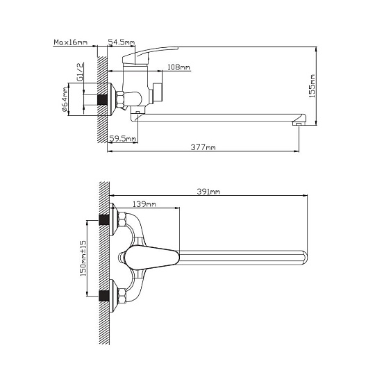 Смеситель для ванны CRONWIL CP043-22