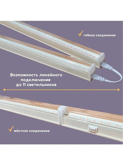 Светильник светодиодный для растений и рассады, 9 Вт, 230 В, IP20, белый, Ultraflash, Фито, LWL-2014-04CL