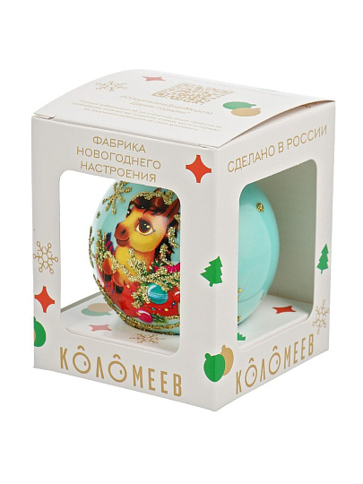 Елочный шар Лошадка новогодняя, 6.5 см, стекло, КУ-65-254016